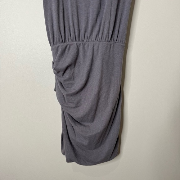 NWT Standard James Perse Gray Surplice Bust Ruched Short Sleeve Cotton Dress - Picture 11 of 12